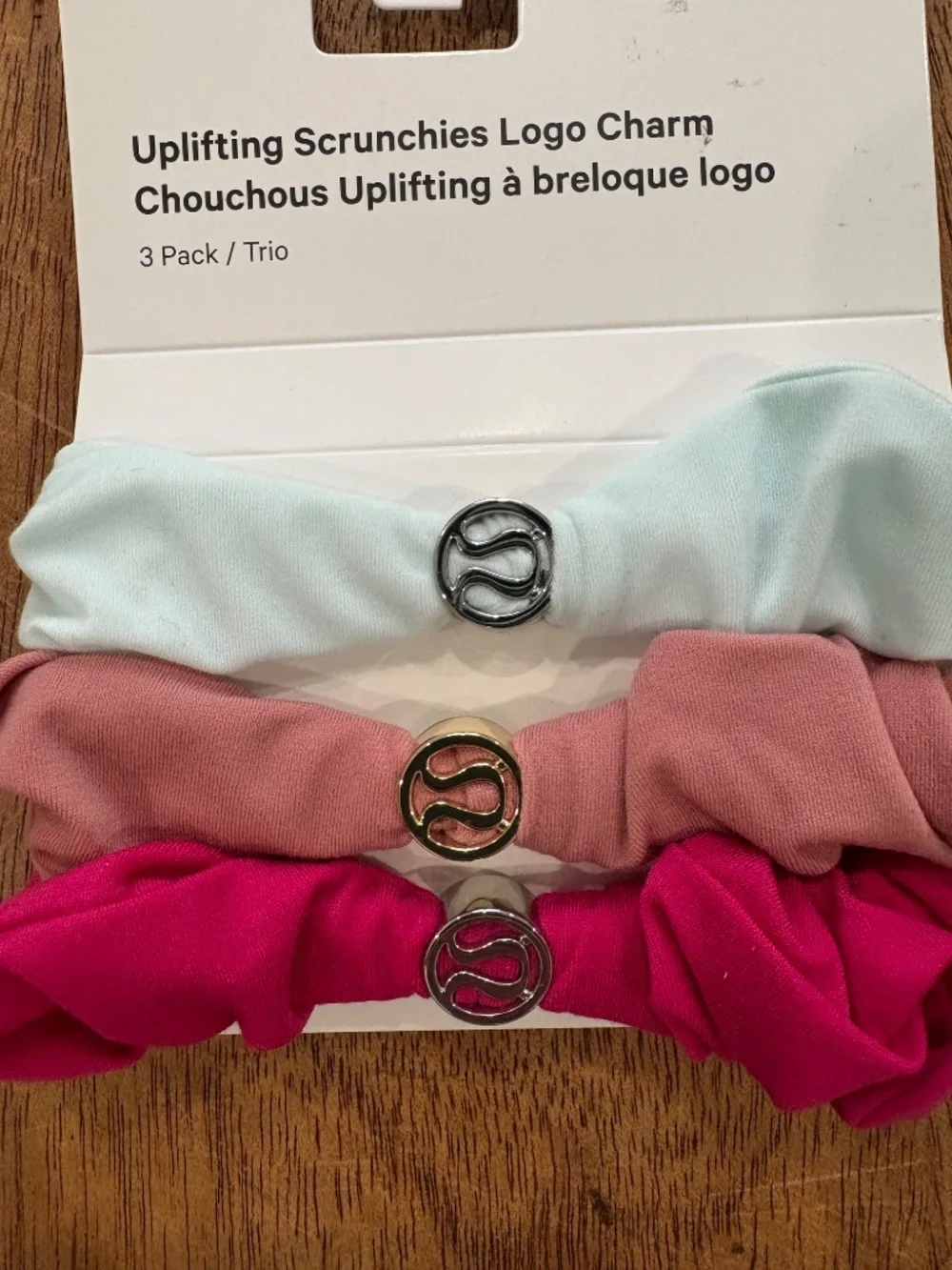 Lululemon uplifting scrunchie logo charm 3 pack